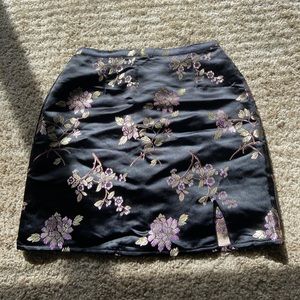RARE Brandy Melville embroidered satin skirt